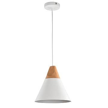 Sospensione Minimal Bicones Metallo Legno Bianco Oro 1 Luce