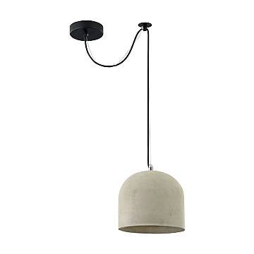 Lampadario Industrial Broni Metallo Nero Diffusore Calcestruzzo Grigio