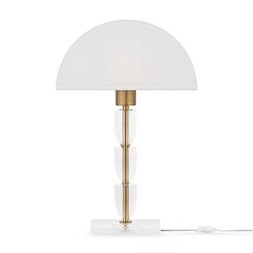 Lampada Da Scrivania Contemporanea Prima Metallo Ottone Diffusore Cotone Bianco