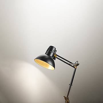 Lampada Da Scrivania Moderna Arc Metallo Nero E Oro 1 Luce E27