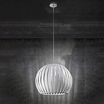 Sospensione Contemporanea Slice Metallo Cromo Acrilico Bianco 1 Luce E27 D40