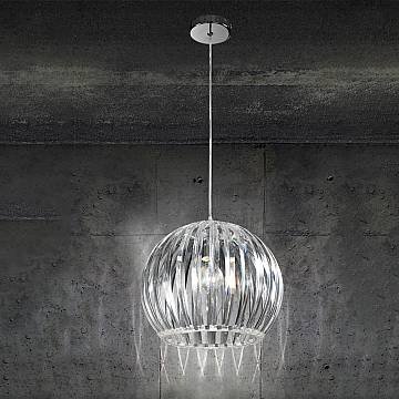 Sospensione Contemporanea Slice Metallo Acrilico Trasparente 1 Luce E27 D30