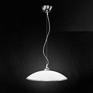 Sospensione Contemporanea Skirt Metallo Cromo Vetro Bianco 1 Luce E27 D45