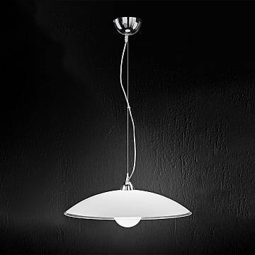 Sospensione Contemporanea Skirt Metallo Cromo Vetro Bianco 1 Luce E27 D55