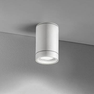 Plafoniera Cilindrica Esterno Moderno Pendo Metallo Bianco Vetro 1 Luce Gu10