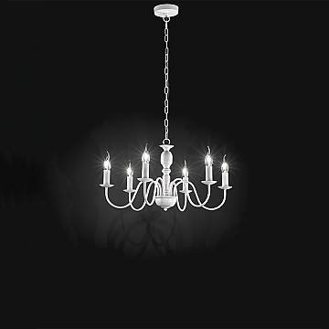 Lampadario Contemporaneo Ducale Metallo Bianco 6 Luci E14