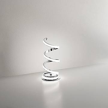 Lampada Da Scrivania Moderna Nest Metallo Cromo Acrilico Led 23W 4000K