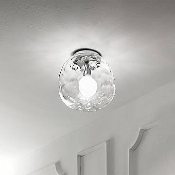 Plafoniera Contemporanea Skin Metallo Cromo Vetro Trasparente 1 Luce E27