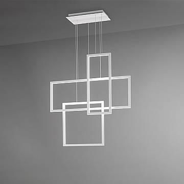 Sospensione Moderna Cross Metallo Bianco Acrilico Led 98W 3000K