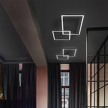 Plafoniera Moderna Cross Metallo Nero Acrilico Led 45W 3000K