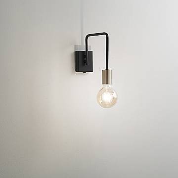 Applique Industrial-Minimal-Nordico Vector Metallo Nero 1 Luce E27