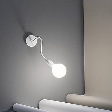 Applique Industrial-Minimal-Nordico Bulbo Metallo Bianco 1 Luce E27