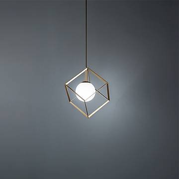 Sospensione Contemporanea Cube Metallo Oro 1 Luce G9