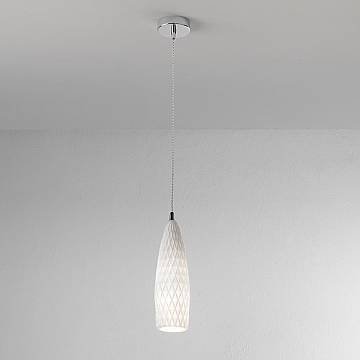 Sospensione Contemporanea Flut Metallo Cromo Vetro 1 Luce E27