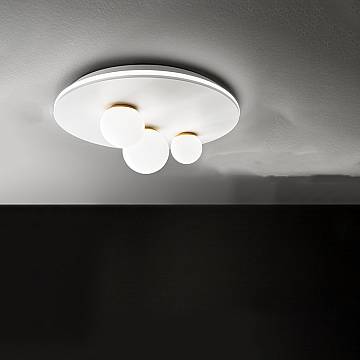 Plafoniera Moderna Ball Metallo Bianco Acrilico Led 48W 3000K