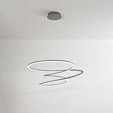 Sospensione Moderna Spira Metallo Grigio Acrilico Led 96W 3000K