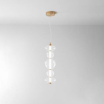 Sospensione Contemporanea Bubbles Alluminio Oro Vetro Trasparente Led 38W 3000K