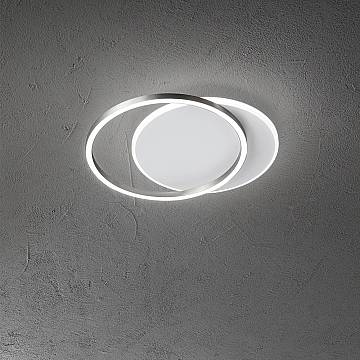 Plafoniera Moderna Orbit Alluminio Bianco Acrilico Grigio Led 43W 3000K