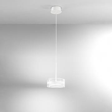 Sospensione Contemporanea Aere Metallo Bianco Vetro Led 14W 3000K