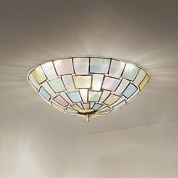 Plafoniera Tiffany Madreperla Diametro 40 Multicolor Fantasia 2 Luci E27