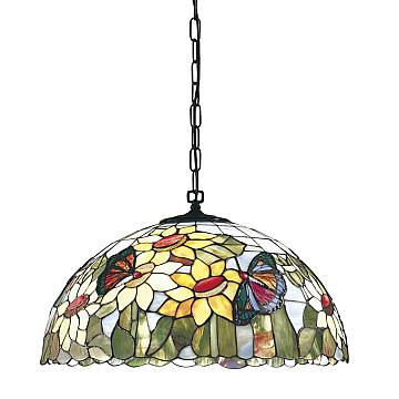 Lampadario Tiffany Vetro Multicolor Chiaro 3 Luci E27