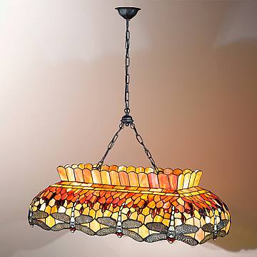 Lampadario Tiffany Vetro Multicolor 2 Luci E27 Grande