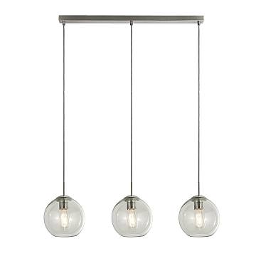 Lampadario Contemporaneo Balls Acciaio Cromo Vetro Trasparente 3 Luci E14