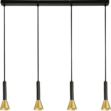 Lampadario Moderno Signal Acciaio Nero Oro 4 Luci Gu10