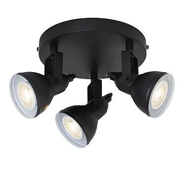 Plafoniera Tonda Contemporanea Focus Spotlight Acciaio Bianco Nero 3 Luci Gu10