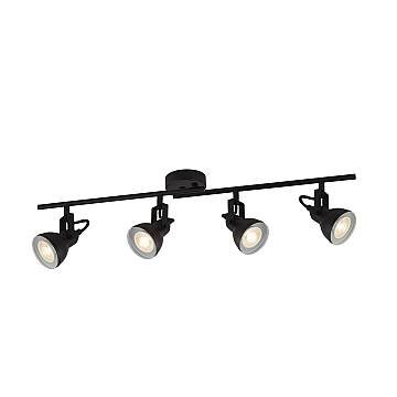 Plafoniera Lineare Contemporanea Focus Spotlight Acciaio Bianco Nero 4 Luci Gu10