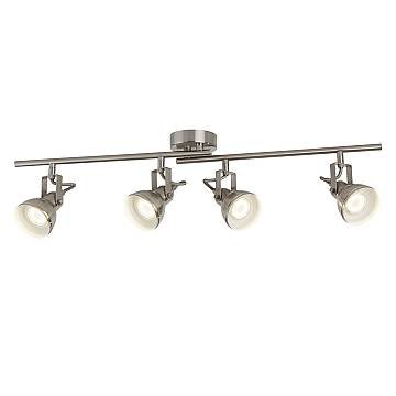 Plafoniera Contemporanea Focus Spotlight Acciaio Argento Bianco 4 Luci Gu10