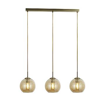 Lampadario Contemporaneo Balls Acciaio Adjustable Vetro Ambra 3 Luci E27