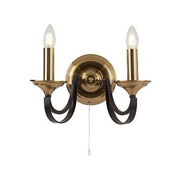 Applique Contemporanea Campanile Acciaio Bronzo Marrone 2 Luci E14