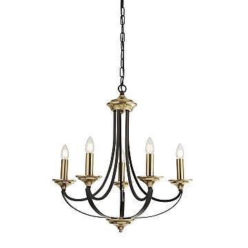 Lampadario Contemporaneo Campanile Acciaio Bronzo Marrone 5 Luci E14