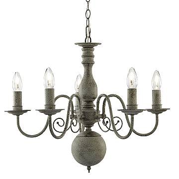 Lampadario Contemporaneo Greythorne Acciaio Grigio 5 Luci E14