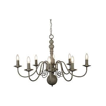 Lampadario Contemporaneo Greythorne Acciaio Grigio 8 Luci E14