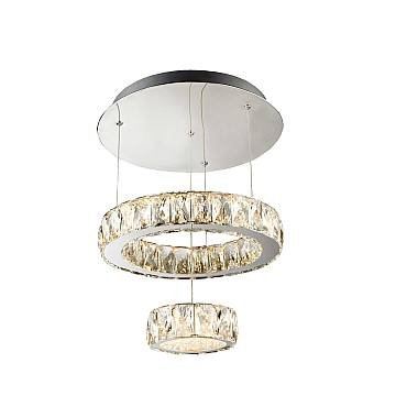 Plafoniera Classica Trifoglio Acciaio Cromo Vetro Argento Led 33W 4000K