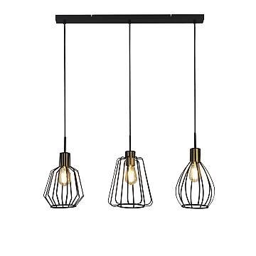 Lampadario Contemporaneo Melbourne Acciaio Nero Ottone 3 Luci E27