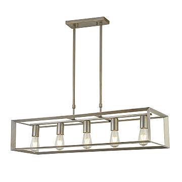 Lampadario Contemporaneo Heaton Acciaio Argento Oro 5 Luci E27