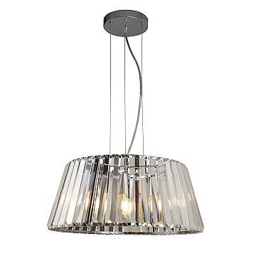 Lampadario Contemporaneo Tiara Acciaio Cromo Vetro Trasparente 5 Luci E14