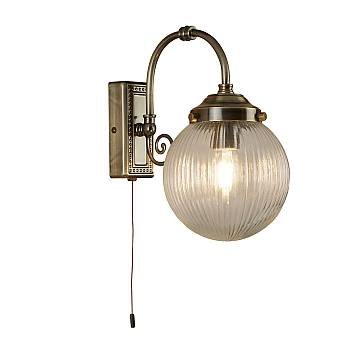 Applique Classica Belvue Acciaio Ottone Vetro Trasparente 1 Luce E14