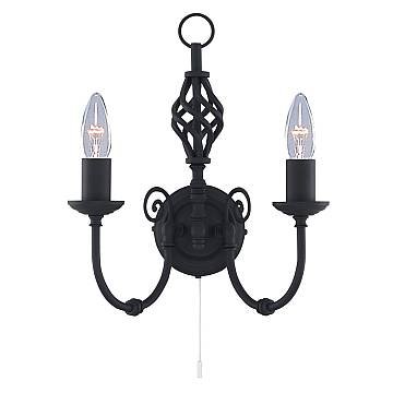 Applique Industrial-Nordico Zanzibar Acciaio Nero 2 Luci E14