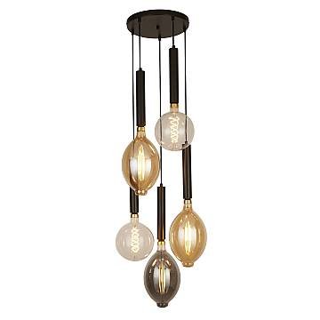 Lampadario Contemporaneo Dulwich Acciaio Nero 5 Luci E27