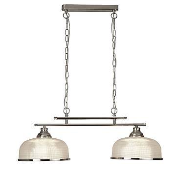 Lampadario Rustico-Country Bistrot Ii Acciaio Argento Vetro 2 Luci E27