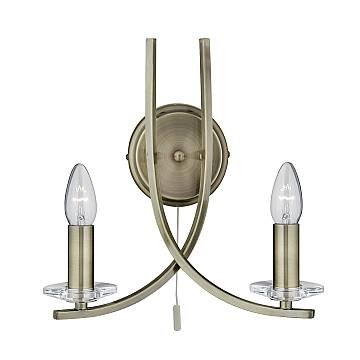 Applique Industrial-Nordico Ascona Acciaio Ottone Vetro 2 Luci E14
