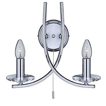 Applique Industrial-Nordico Ascona Acciaio Cromo Vetro 2 Luci E14