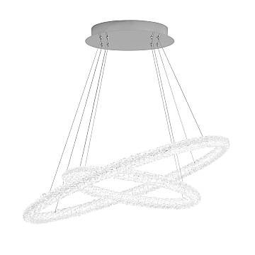 Lampadario Moderno Circle Acciaio Cromo Vetro Trasparente Led 60W 4000K