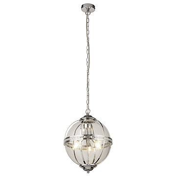 Lampadario Contemporaneo Corona Acciaio Cromo Vetro 3 Luci E14