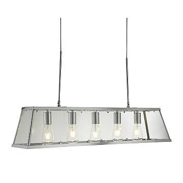 Lampadario Contemporaneo Viaggiatore Acciaio Cromo Vetro Trasparente 5 Luci E27