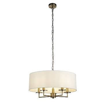 Lampadario Contemporaneo Knightsbridge Acciaio Ottone 5 Luci E14